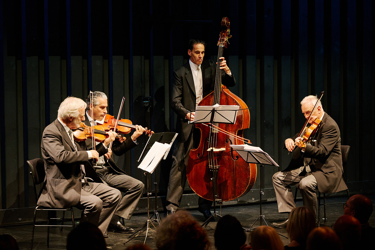 Streichquartett mit Mitgliedern der Wiener Philharmoniker beim Event "Sounds and Science: Musik und Infektionen"