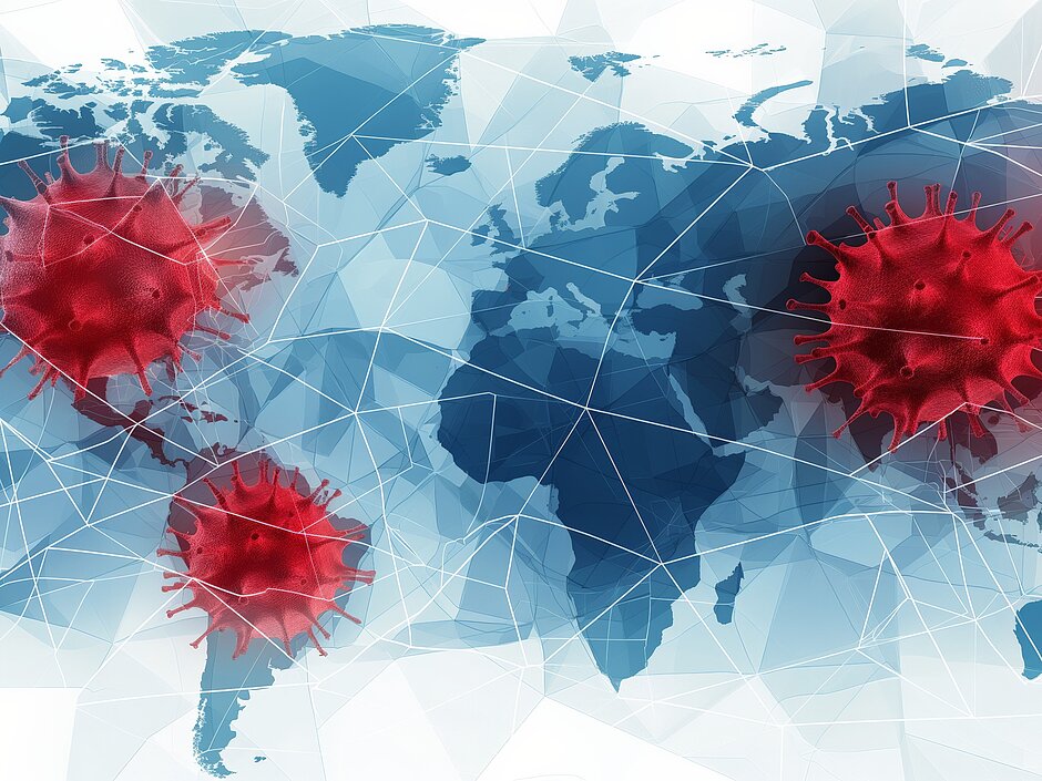 World map with virus