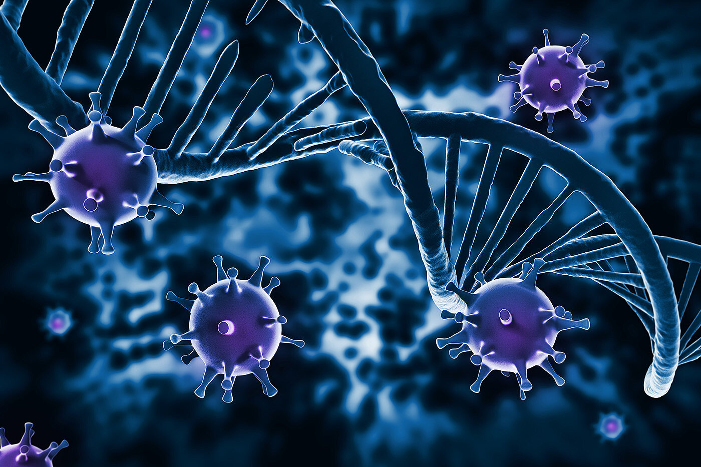 DNA-Strang und Virus Zellen