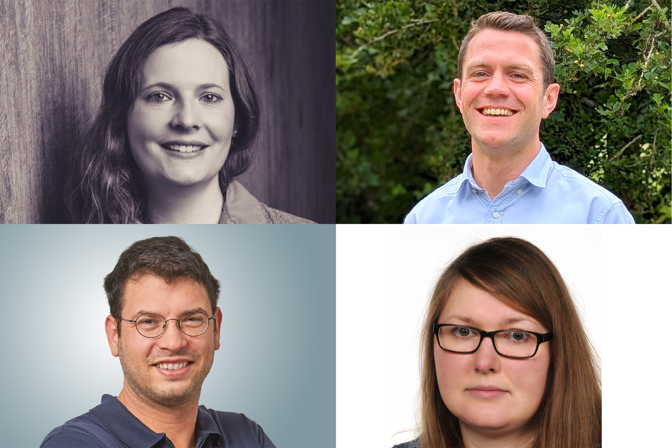 Lina Herhaus (top left), Martin Jahn (top right), Milan Gerovac (bottom left) and Natalia Torow (bottom right) are MICROSTAR junior research group leaders at HZI.